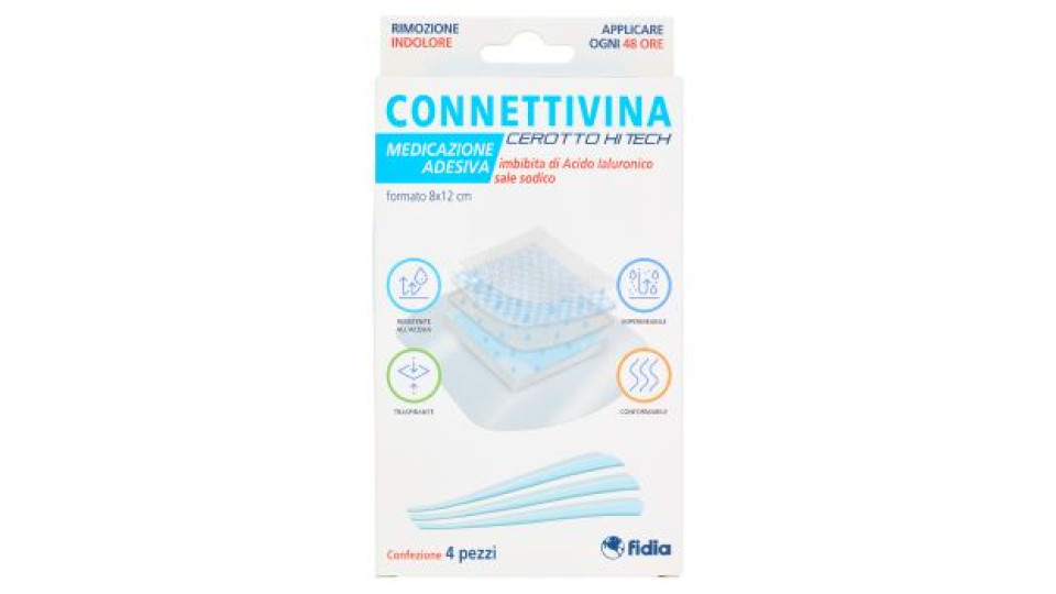fidia Connettivina Medicazione Adesiva Cerotto Hi Tech formato 8x12 cm 4 pz