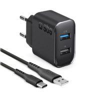 Sbs, kit caricatore con cavo USB e USB-C