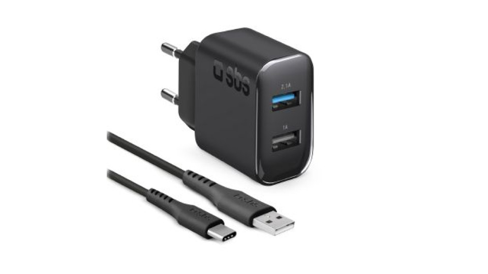 Sbs, kit caricatore con cavo USB e USB-C