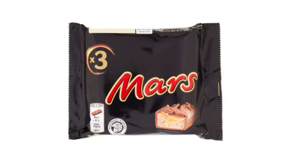 Mars Snack con Caramello Ricoperta al Cioccolato, Multipack da 3 x 45 g