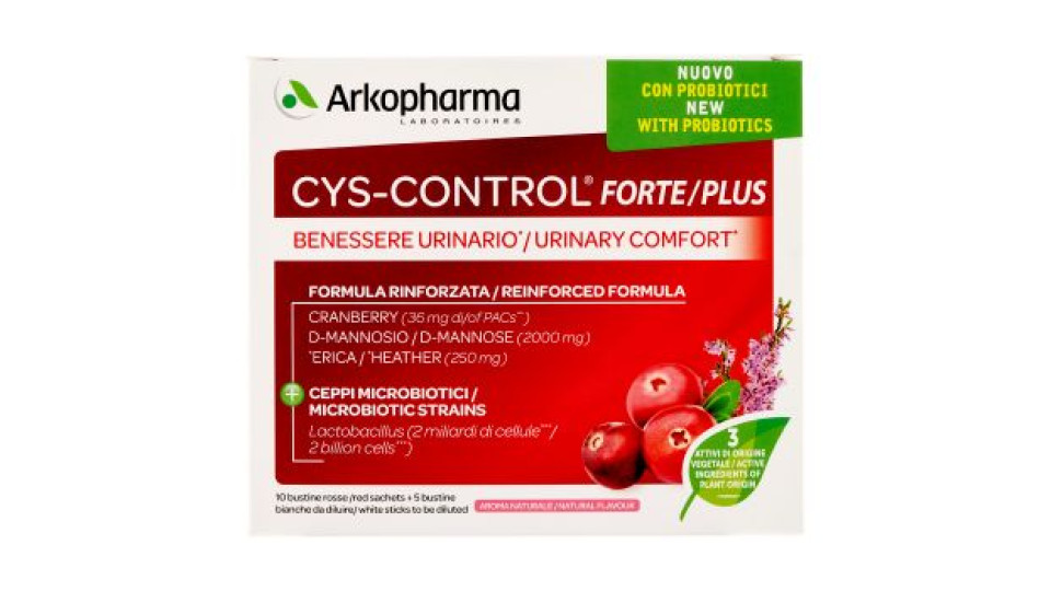 Arkopharma Laboratoires CYS-Control Forte/Plus 10 bustine rosse + 5 bustine bianche da diluire 47 g