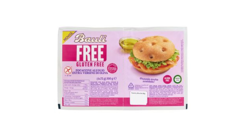 Bauli Free Gluten Free Focaccine all'Olio Extra Vergine di Oliva 4 x 75 g