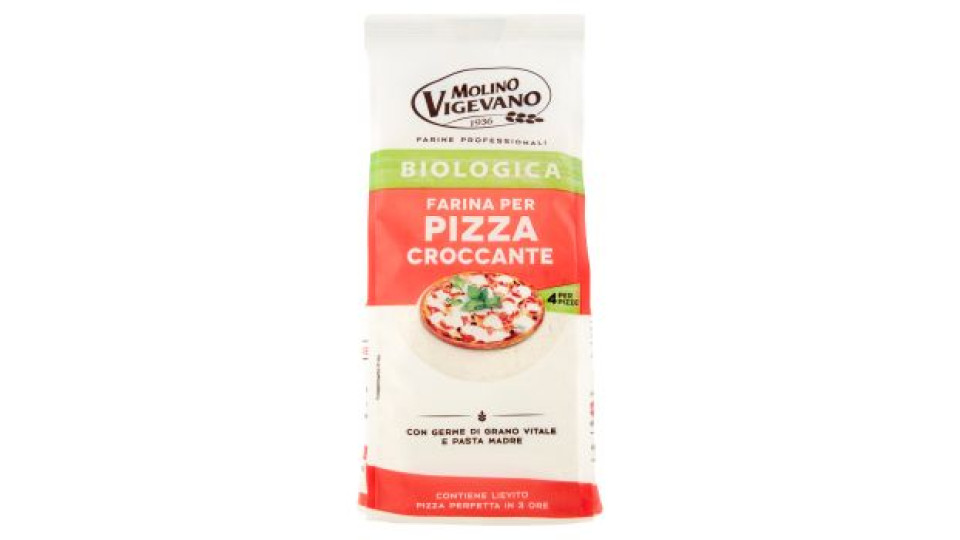 Molino Vigevano Farine Professionali Farina per Pizza Croccante Biologica 500 g