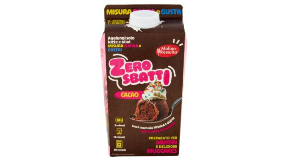Molino Rossetto Zero Sbatti Cacao Preparato per Muffin e deliziose Mugcakes 500 g
