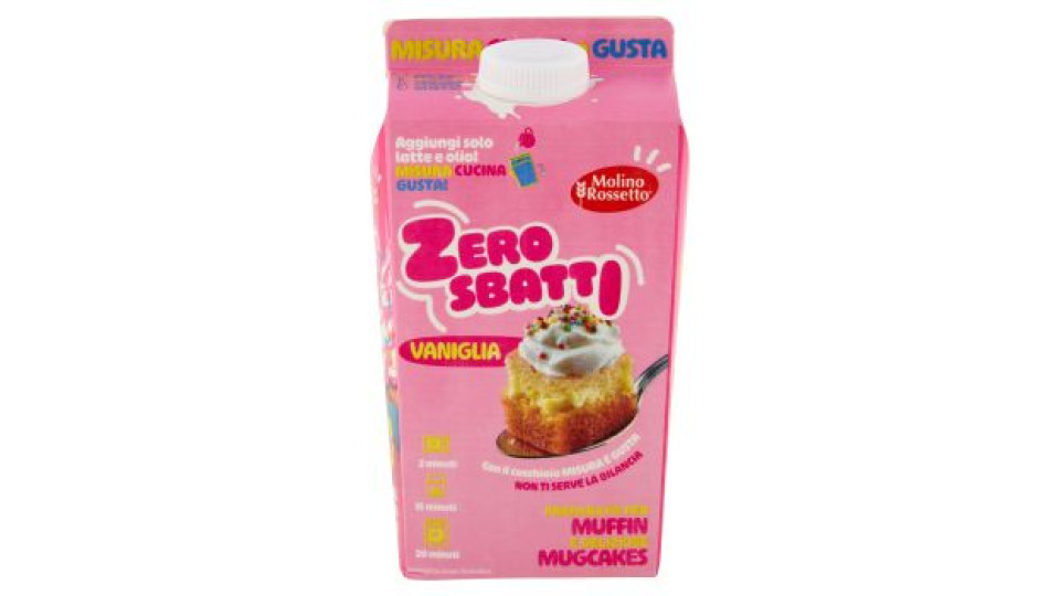 Molino Rossetto Zero Sbatti Vaniglia Preparato per Muffin e deliziose Mugcakes 500 g