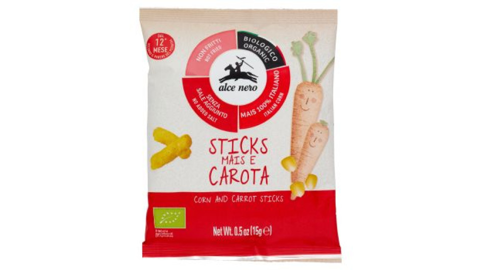 alce nero Sticks Mais e Carota 15 g
