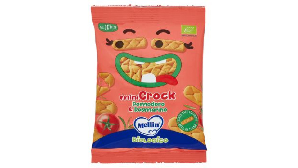 MELLIN Merenda - Snack Biologici, MiniCrock Pomodoro e Rosmarino 30g