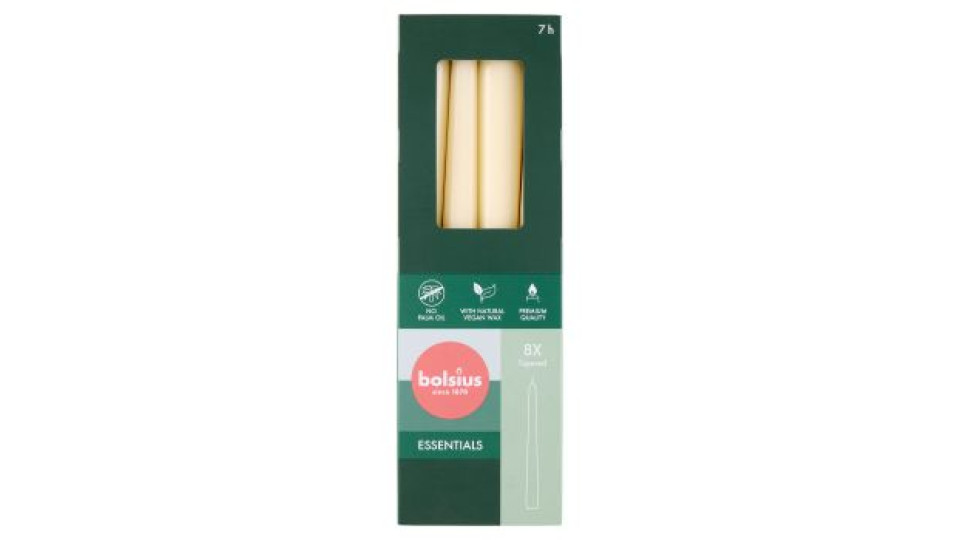 bolsius Candele a stelo 245/24 7h - Avorio confezione 8 pz