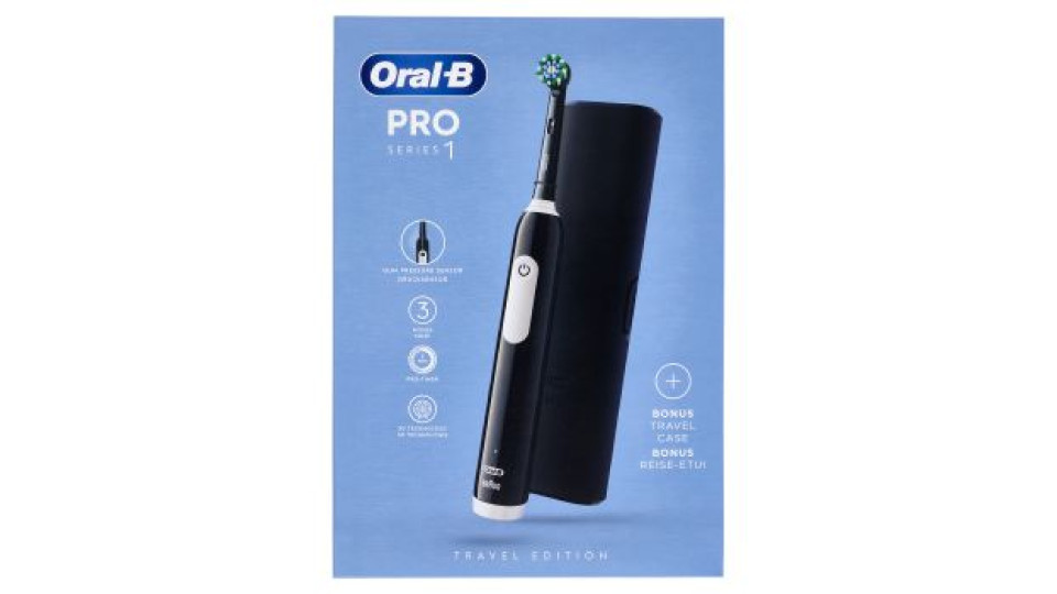 Oral-B Spazzolino Elettrico Denti Ricaricabile Pro Series 1 Nero Travel Edition
