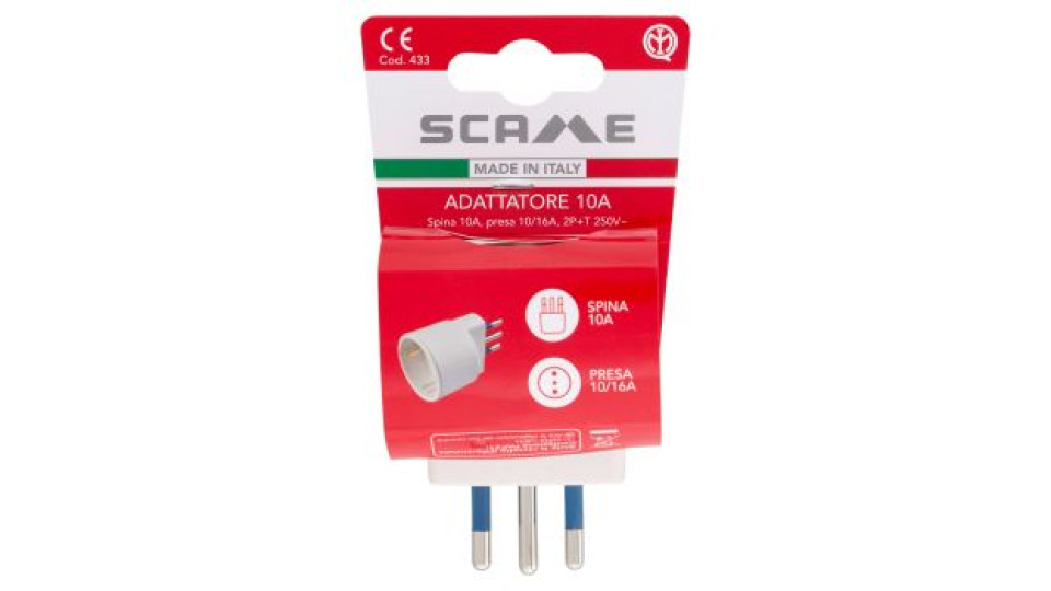 Secur Adattatore spina 10A, presa 10-16A bianco