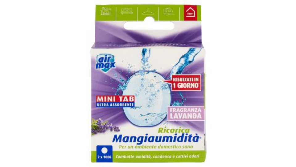 air max Mini Tab Ultra Assorbente Ricarica Mangiaumidità Fragranza Lavanda 2 x 100 g