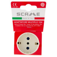Secur Adattatore pluristandard spina e 2 prese 10A, 1 presa 10-16A bianco