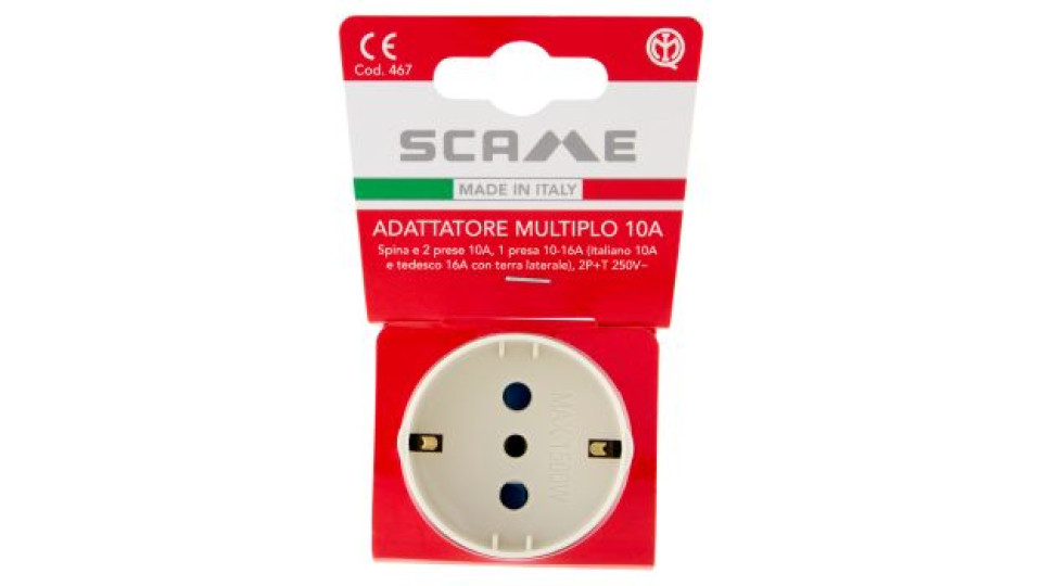 Secur Adattatore pluristandard spina e 2 prese 10A, 1 presa 10-16A bianco
