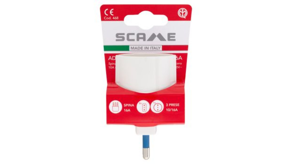 Secur Adattatore pluristandard spina 16A, 2 prese bivalenti 10/16A e 1 presa 10-16A bianco