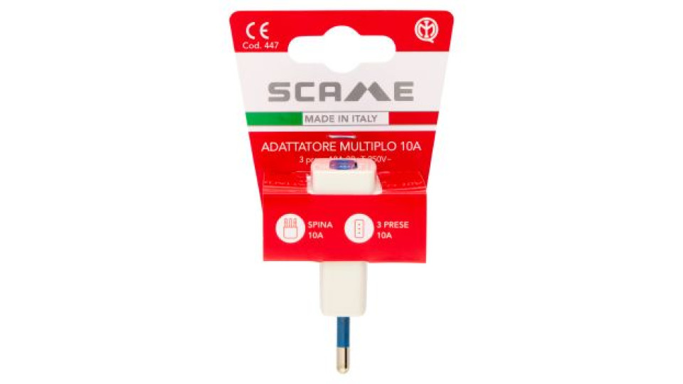 Secur Adattatore multiplo spina e 3 prese 10A 2P+T 250V~ bianco