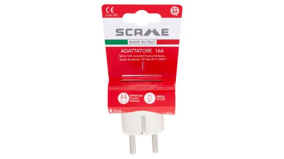 Secur Adattatore spina 16A con terra laterale bianco