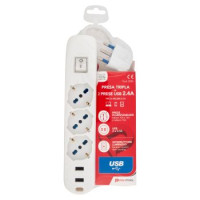 Polypool Presa Tripla + 2 Prese USB 2.4A
