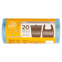 my Sac Differenziata Secco Sacchi Trasparenti 52x68 Pattumiera Standard 20 pz