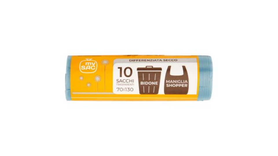 my Sac Differenziata Secco Sacchi Trasparenti 70x130 Bidone 10 pz