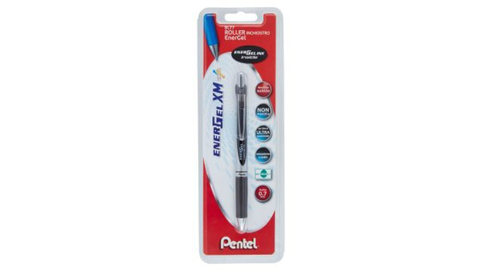 Pentel EnerGel xm kick BL77 roller inchiostro Energel punta fine 0,7 mm nero