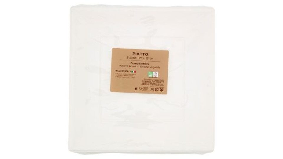 Piatto Compostabile 23x23 cm 6 pz