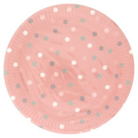 Piatti Decorati in Cartoncino Pois 23 cm 8 pz