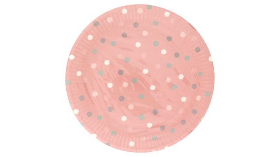 Piatti Decorati in Cartoncino Pois 23 cm 8 pz