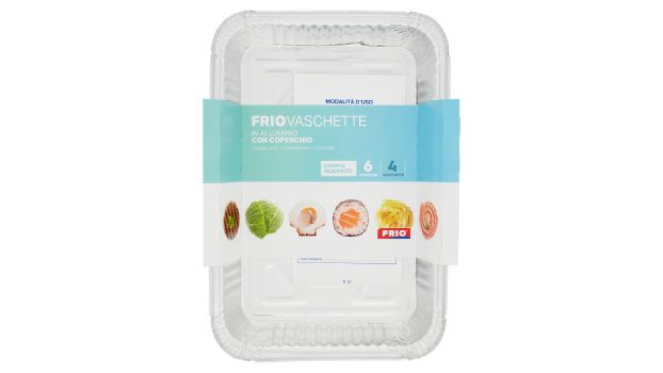 Frio, vaschette in alluminio con coperchio 2 porzioni