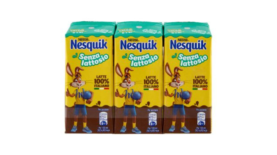 NESQUIK Pronto da Bere Senza Lattosio Latte e Cacao 3 Brick da 180ml