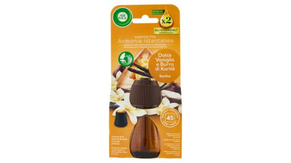 Air Wick Diffusore di Fragranza con oli essenziali Dolce Vaniglia e Burro di Karitè Ricarica 20 mL