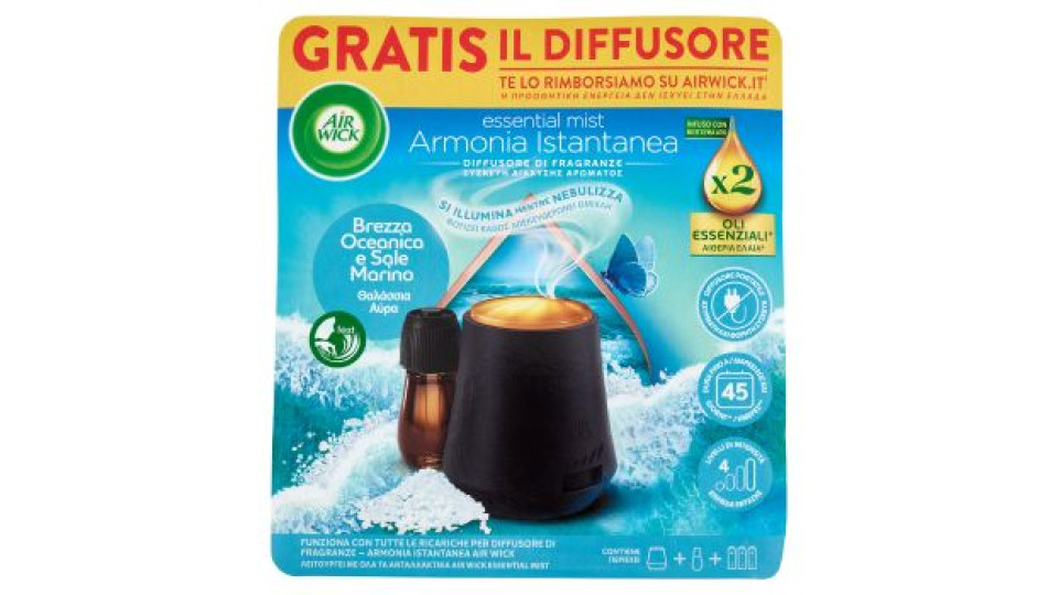 Air Wick Diffusore di Fragranza con oli essenziali Brezza Oceanica e Sale Marino 20 mL