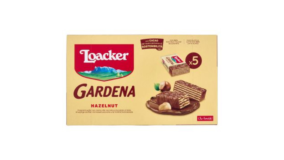 Loacker Gardena Hazelnut Wafer ricoperti di Cioccolato al Latte con crema alla Nocciola Wafers 38gx5
