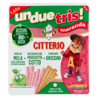 Citterio UnDueTris! merenda Purea di Mela + Bastoncini con Prosciutto Cotto + Grissini 132 g