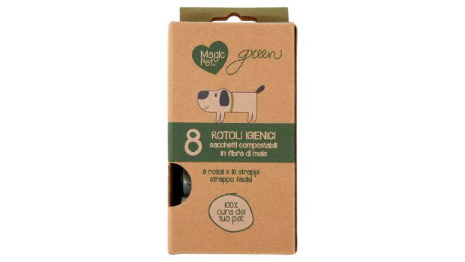 Magic Pet green Rotoli Igienici sacchetti compostabili in fibra di mais 8 pz