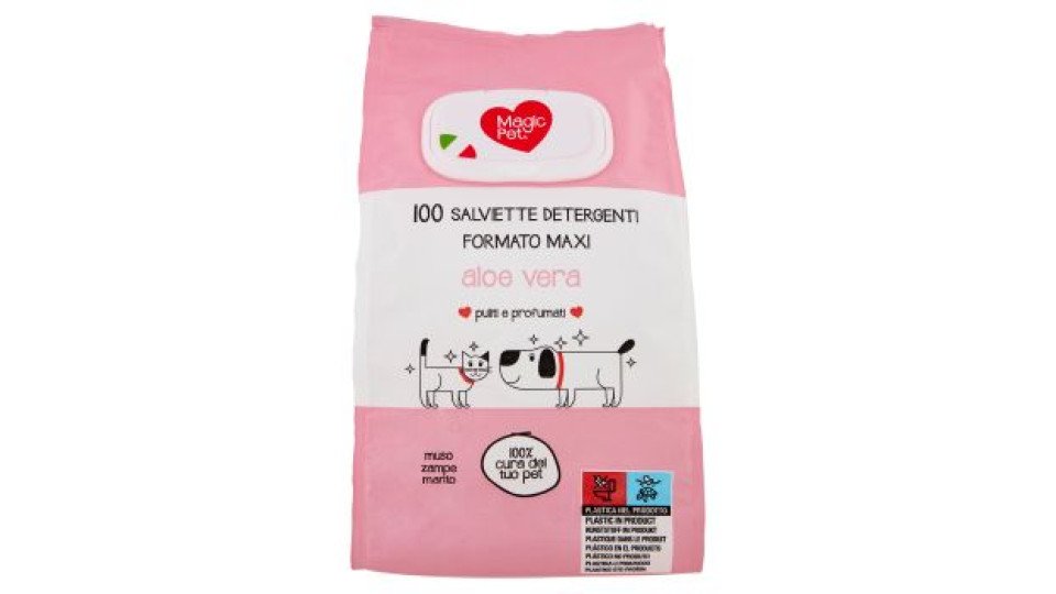 Magic Pet Salviette Detergenti Formato Maxi aloe vera 100 pz
