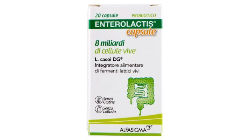 Enterolactis Probiotico 8 miliardi di cellule vive 20 capsule 4,6 g