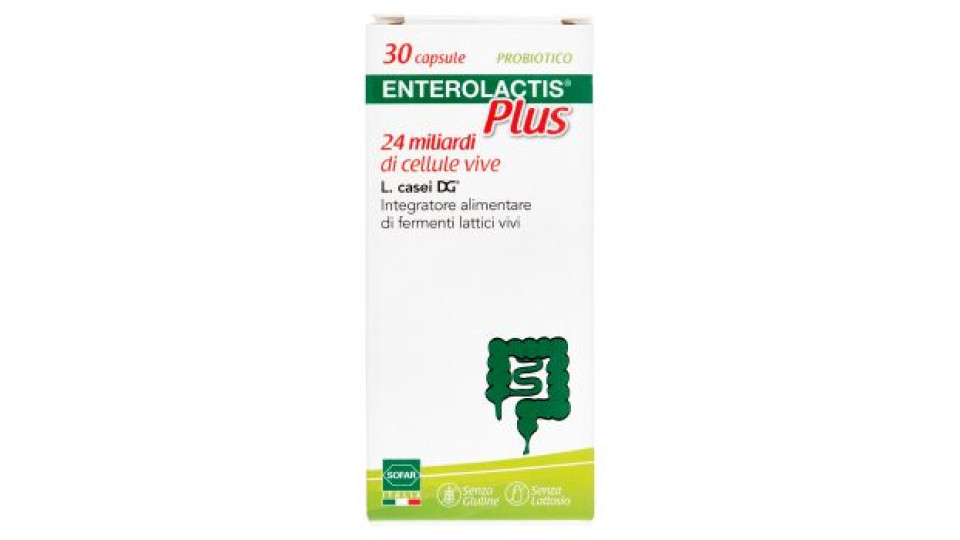Enterolactis Plus Probiotico Integratore alimentare di fermenti lattici vivi 30 capsule 9,5 g
