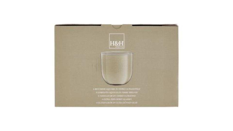 H&H Lifestyle Bicchieri Liquore in Vetro Ultrasottile cl 14 6 pz