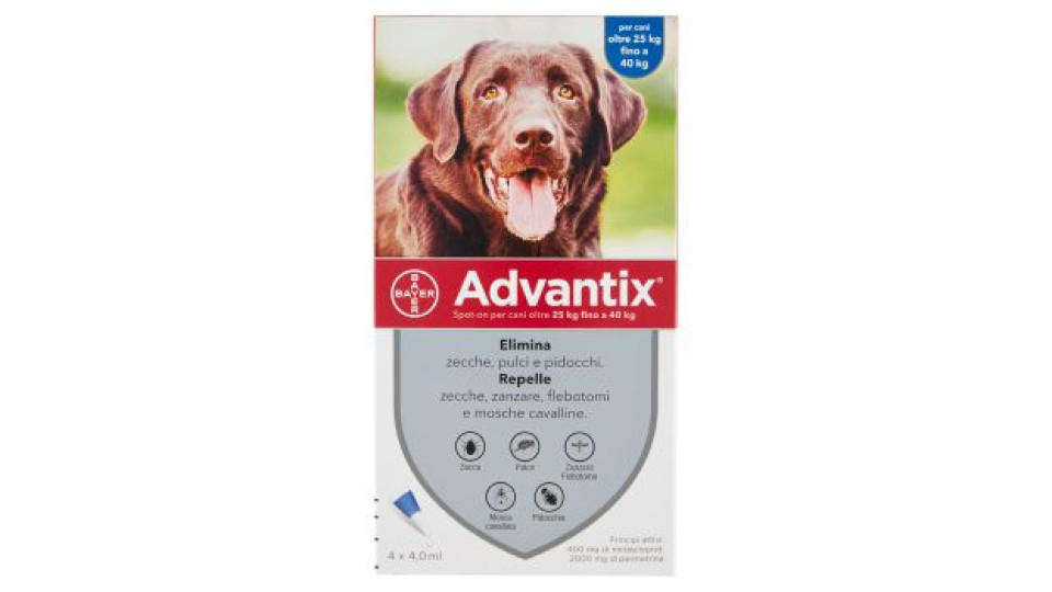 Advantix Spot-on per cani oltre 25 kg fino a 40 kg 4 x 4,0 ml