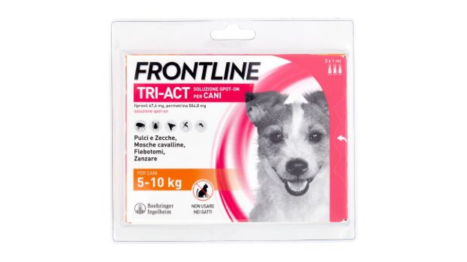 Frontline Tri-Act Soluzione Spot-On per Cani per Cani 5-10 kg 3 x 1 ml