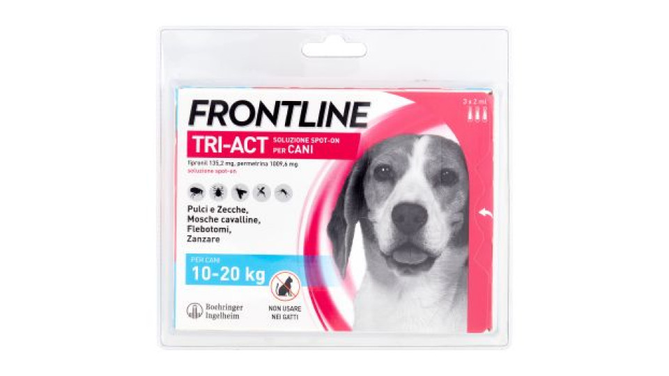 Frontline Tri-Act Soluzione Spot-On per Cani per Cani 10-20 kg 3 x 2 ml
