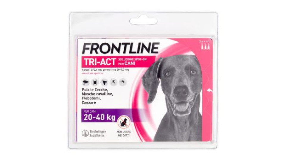 Frontline Tri-Act Soluzione Spot-On per Cani per Cani 20-40 kg 3 x 4 ml