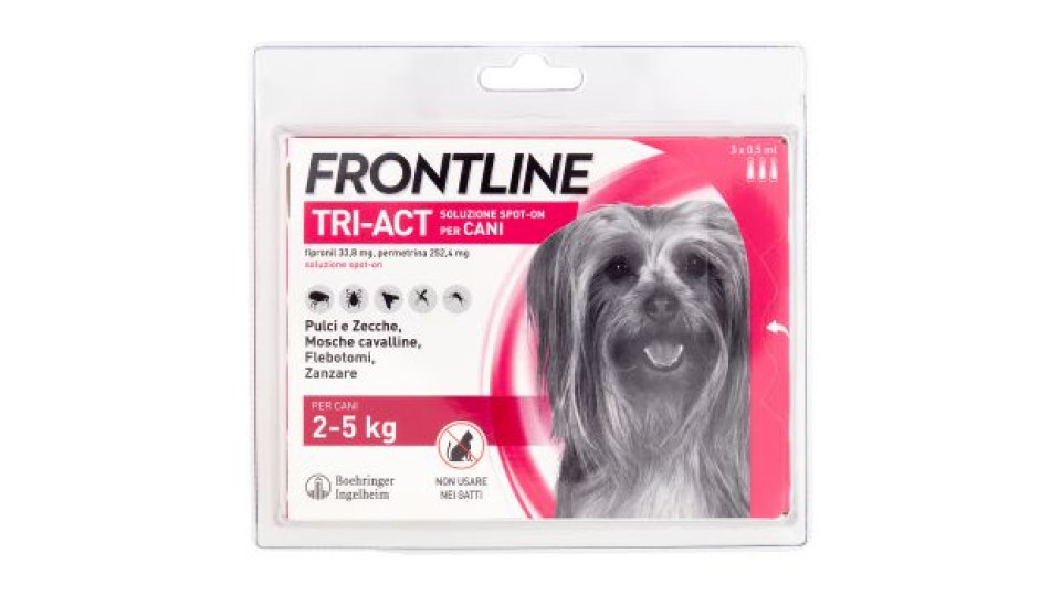 Frontline Tri-Act Soluzione Spot-On per Cani per Cani 2-5 kg 3 x 0,5 ml