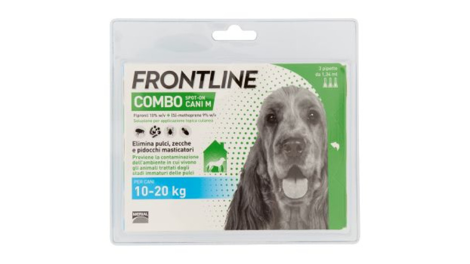 Frontline Combo Spot-On Cani M per Cani 10-20 kg 3 x 1,34 ml