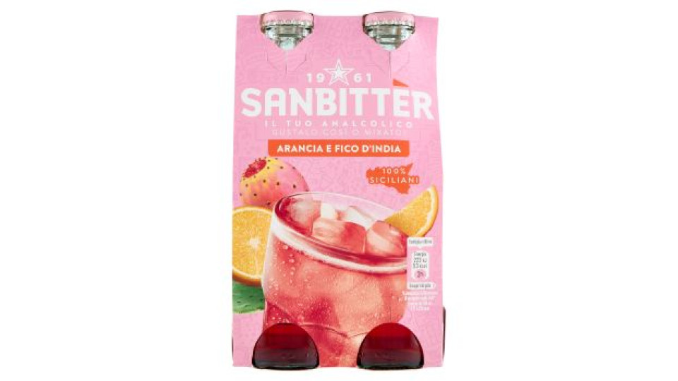 Sanbittèr, Arancia e Fico d'India, Aperitivo Analcolico - 4 x 200ml