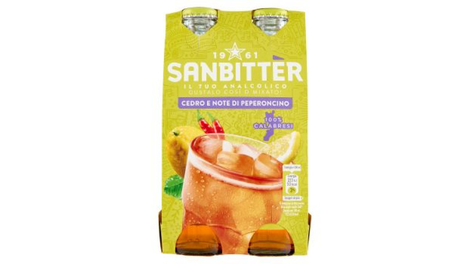 Sanbittèr, Cedro e Note di peperoncino, Aperitivo Analcolico - 4 x 200ml