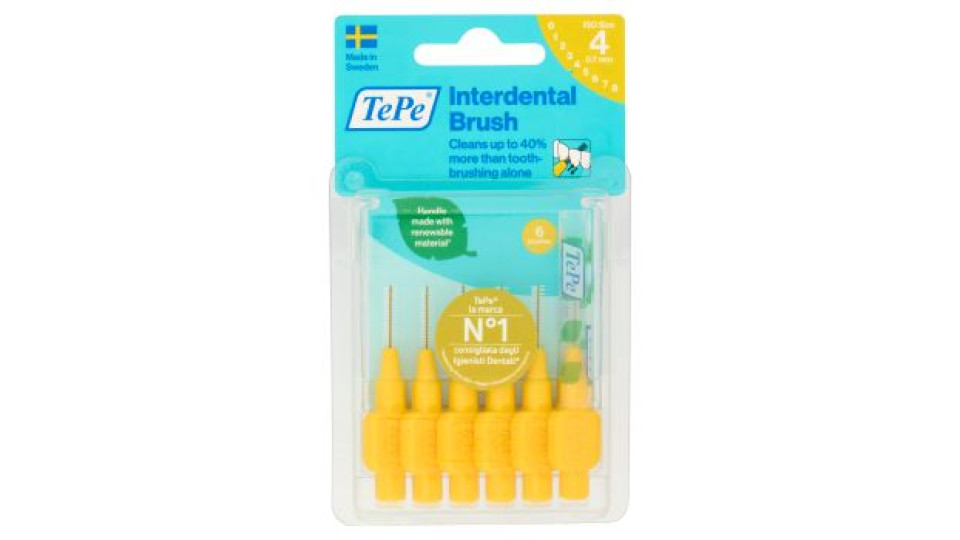 TePe Scovolino Originale Giallo - Misura ISO 4 (Filo 0,7 Mm) - Blister 6 Pz