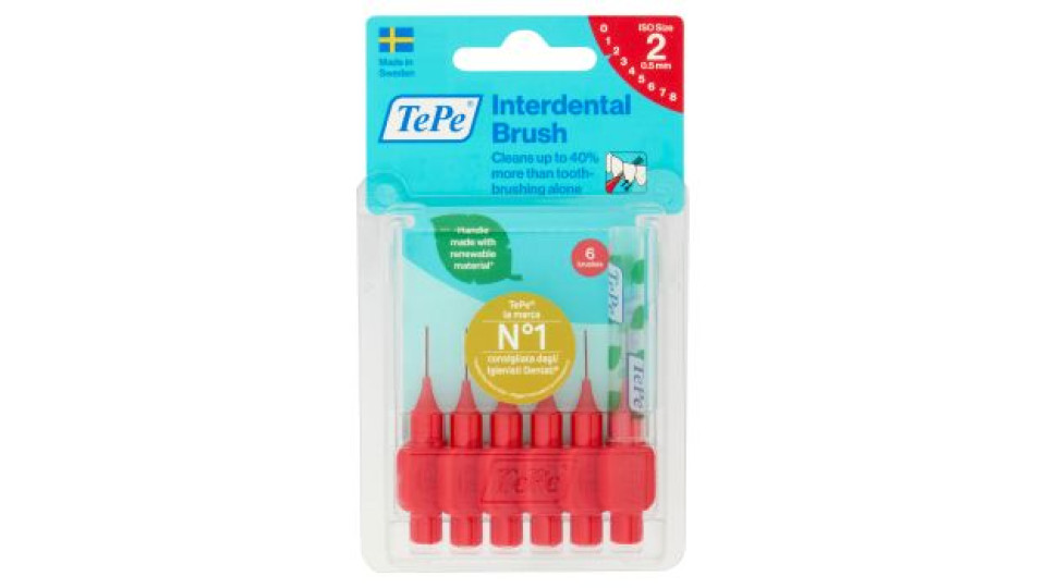 TePe Scovolino Originale Rosso - Misura ISO 2 (Filo 0,5 Mm) - Blister 6 Pz