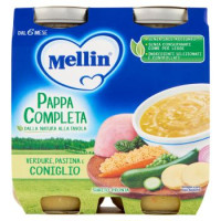 MELLIN Pappa Completa, Pastina Verdure Coniglio, dal 6° mese, 2x250g