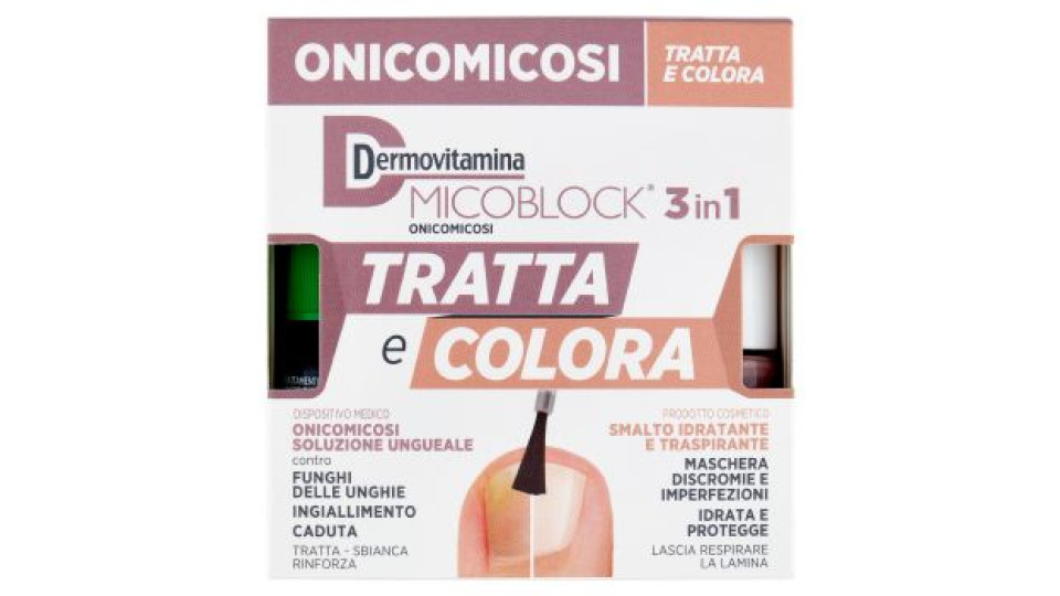 Dermovitamina Micoblock 3in1 Onicomicosi Tratta e Colora Soluzione Ungueale 7 ml + Smalto 5 ml
